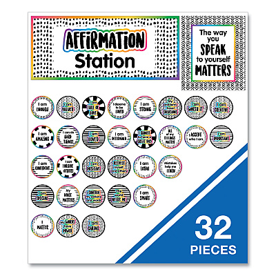 Carson-Dellosa Education Motivational Bulletin Board Sets, Affirmation Station, 13.8" x 16", Multicolor, 32/Set (CDP110569)