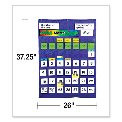 Carson-Dellosa Education Complete Calendar and Weather Pocket Chart, 51 Pockets, 26 x 37.25, Blue (CDP158003)