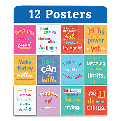 Carson-Dellosa Education Mini Posters, Growth Mindset Quotes, 8.5 x 11, 12/Set (CDP106009)