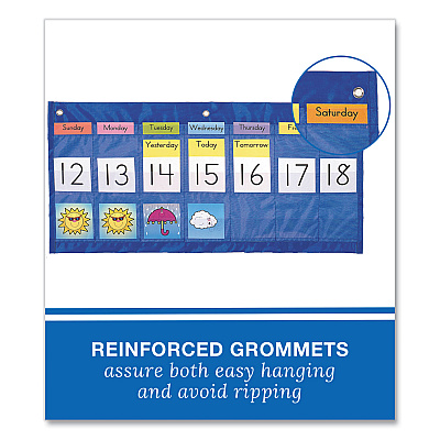 Carson-Dellosa Education Weekly Calendar with Weather, 21 Pockets, 25 x 12.75, Blue (CDP5636)