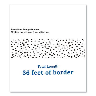 Carson-Dellosa Education Straight Borders, Dotted, 3" x 3 ft, Black/White, 12/Pack (CDP108495)