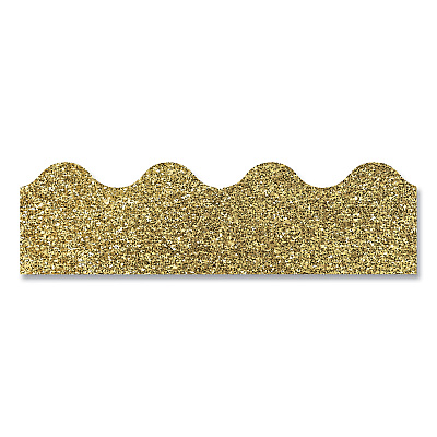 Carson-Dellosa Education Scalloped Borders, 2.25" x 3 ft, Gold Glitter, 13/Pack (CDP108319)