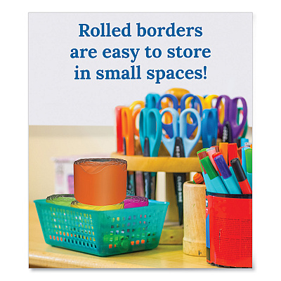 Carson-Dellosa Education Rolled Scalloped Border Set, 2.25" x 65 ft, Assorted Colors, 5/Set (CDP145301)
