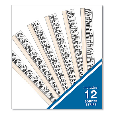Carson-Dellosa Education Straight Borders, Rainbows, 3" x 3 ft, Black/White/Cream, 12/Pack (CDP108502)