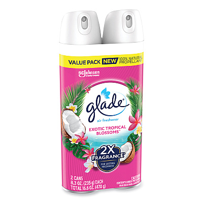 Glade Air Freshener, Tropical Blossoms Scent, 8.3 oz, 2/Pack, 3 Packs/Carton (SJN346580)