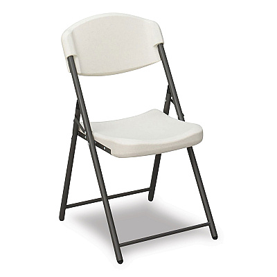 Iceberg Rough n Ready Commercial Folding Chair, Supports Up to 350lb, 18" Seat Height, Platinum Granite Seat/Back, Black Base, 4/Pack (ICE64033)