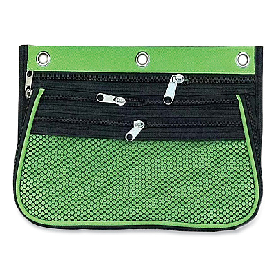 Charles Leonard Three-Pocket Binder-Insertable Expandable Pencil Pouch, 10.25 x 7.5, Assorted Colors, 3/Pack (LEO763653)