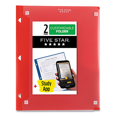 Five Star Two-Pocket Portfolio Clear View, 11" x 8.5", Randomly Assorted (MEA33452)