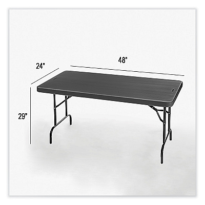 Iceberg IndestrucTable Commercial Folding Table, Rectangular, 48" x 24" x 29", Charcoal Top, Charcoal Base/Legs (ICE65507)