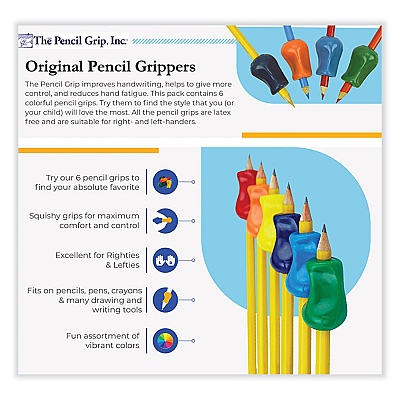 TPG Creations Original Grip, 2.1" Long, Assorted Colors, 6/Pack (TPG11106)