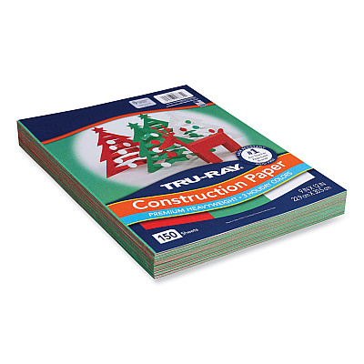 Pacon Tru-Ray Construction Paper, 70 lb Text Weight, 9 x 12, Assorted Holiday Colors, 150/Pack (PACP6684)