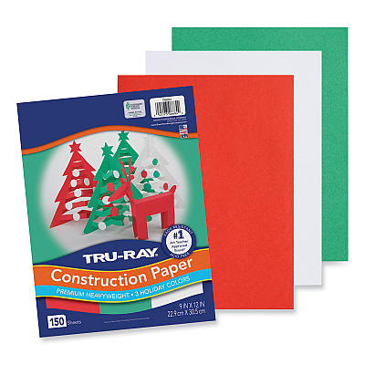 Pacon Tru-Ray Construction Paper, 70 lb Text Weight, 9 x 12, Assorted Holiday Colors, 150/Pack (PACP6684)