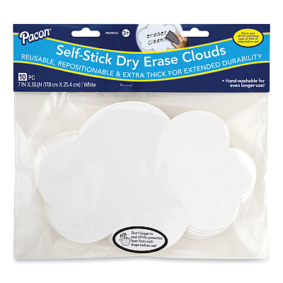 Pacon Self Stick Dry Erase Clouds, 7 x 10, White Surface, 10/Pack (PAC9014)