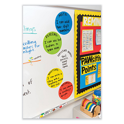 Pacon Self Stick Dry Erase Circles, 10 x 10, Blue/Green/Red/White/Yellow Surfaces, 10/Pack (PAC9012)