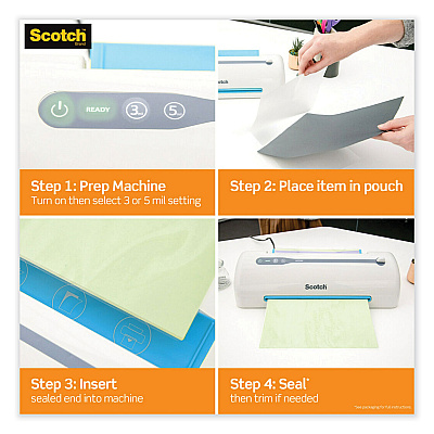 Scotch Laminating Pouches, 3 mil, 8.9 x 11.4, Clear, 20/Pack (MMMTP385420DE)