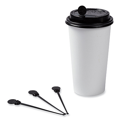 AmerCareRoyal Beverage Plugs, 4.75", Black 2,000/Carton (RPPSTIRSTIXBK)