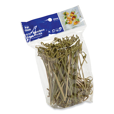 AmerCareRoyal Knotted Bamboo Pick, Natural, 4.5", 100 Pack, 10 Packs/Carton (RPPR805)