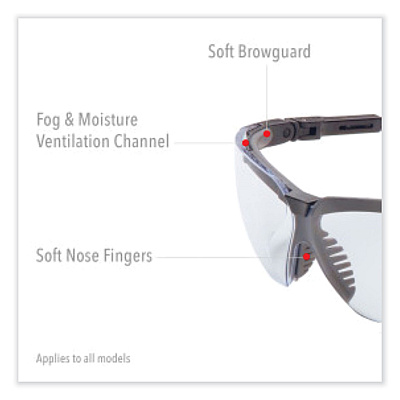 Honeywell Uvex Genesis Safety Eyewear, Black Nylon Frame, Clear Polycarbonate Lens (UVXS3200HS)