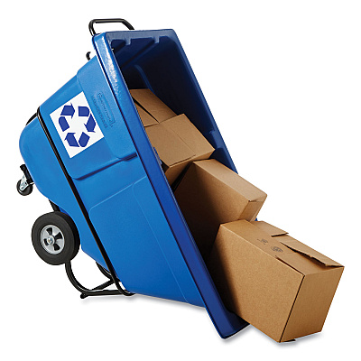 Rubbermaid Commercial BRUTE Rotomolded Recycling Tilt Truck, 1 cu yd, 1,250 lb Capacity, Plastic/Steel Frame, Blue (RCP2089826)