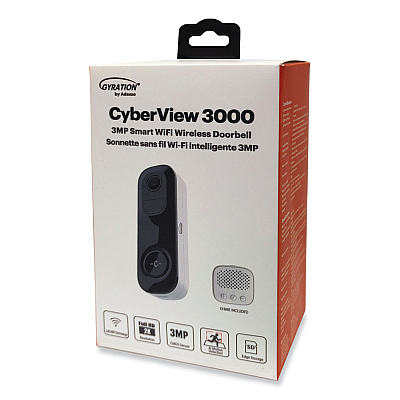 Gyration Cyberview 3000 3MP WiFi Wireless Doorbell Camera, 2048 x 1536 Pixels (ADECYBRVIEW3000)