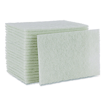 Boardwalk Light Duty Scour Pad, White, 6 x 9, White, 20/Carton (BWK198)