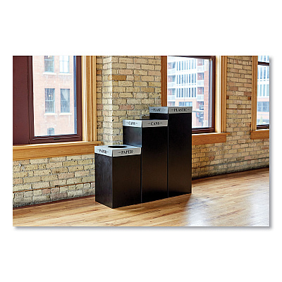 Safco Public Square Recycling Receptacles, Can Recycling, 37 gal, Steel, Black (SAF2983BL)