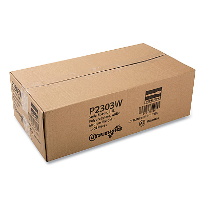 AmerCareRoyal Polypropylene Cutlery, Soda Spoon, 7.87", White, 1,000/Carton (RPPP2303W)