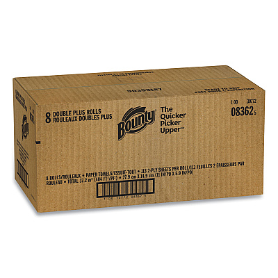 Bounty Select-a-Size Kitchen Roll Paper Towels, 2-Ply, White, 6 x 11, 113 Sheets/Roll, 2 Double Plus Rolls/Pack, 4 Packs/Carton (PGC08362)