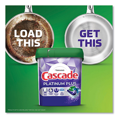 Cascade Platinum Plus ActionPacs Dishwasher Detergent Pods, Fresh Scent, 28.4 oz Tub, 52/Tub, 3 Tubs/Carton (PGC06156)