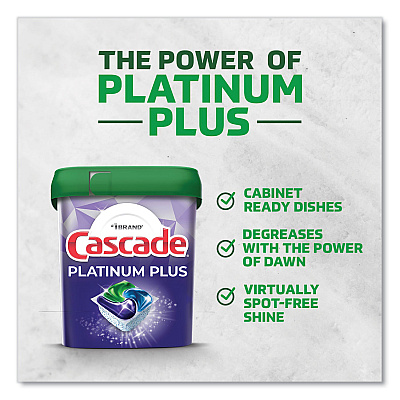 Cascade Platinum Plus ActionPacs Dishwasher Detergent Pods, Fresh Scent, 28.4 oz Tub, 52/Tub, 3 Tubs/Carton (PGC06156)