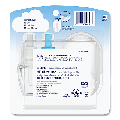 Febreze PLUG Air Freshener Warmer Start Kit, 6.54 x 2.99 x 5.98, Clear/White, 4/Carton (PGC68235)