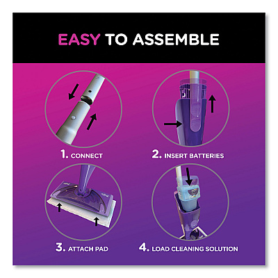 Swiffer WetJet Mop Starter Kit with 10 Pads and 1 Cleaner, 11.3 x 5.4 Head, Silver Handle (PGC49886)