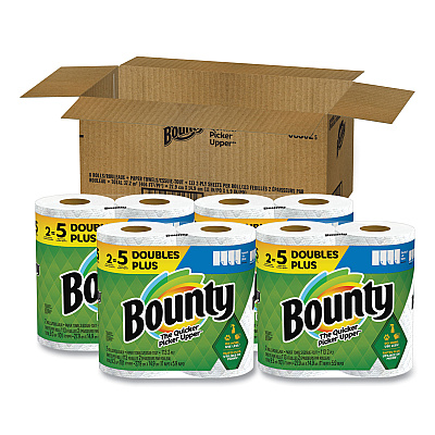 Bounty Select-a-Size Kitchen Roll Paper Towels, 2-Ply, White, 6 x 11, 113 Sheets/Roll, 2 Double Plus Rolls/Pack, 4 Packs/Carton (PGC08362)