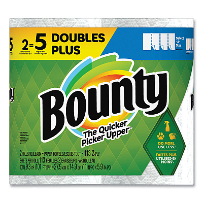 Bounty Select-a-Size Kitchen Roll Paper Towels, 2-Ply, White, 6 x 11, 113 Sheets/Roll, 2 Double Plus Rolls/Pack, 4 Packs/Carton (PGC08362)