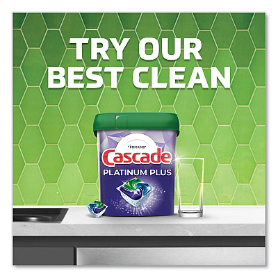 Cascade Platinum Plus ActionPacs Dishwasher Detergent Pods, 1.46 oz Bag, 3 Pods/Bag, 30 Bags/Carton (PGC08652)