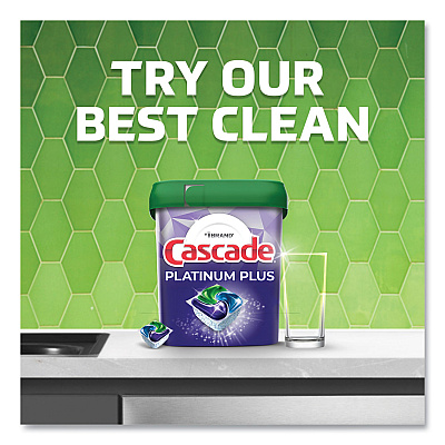 Cascade Platinum Plus ActionPacs Dishwasher Detergent Pods, Fresh Scent, 20.7 oz Tub, 38/Tub, 6/Carton (PGC06157)