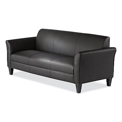 Alera Reception Lounge Furniture, 3-Cushion Sofa, 77w x 31.5d x 32h, Black (ALERL21LS10B)