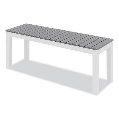 KFI Studios Eveleen Outdoor Dining Table Set, 55" x 35" x 29" Rectangular Table, 2 Benches, 2 Armchairs, Gray/White (840031918437)
