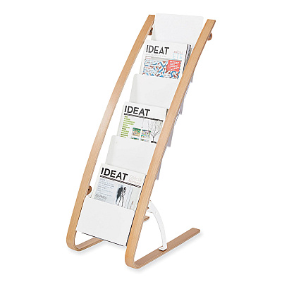 Alba Literature Floor Display Rack, 19.68 x 13.38 x 36.61, White/Woodgrain (ABADDEXPO6WBC)