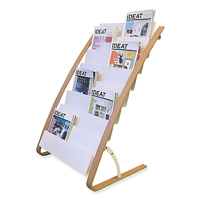 Alba Literature Floor Display Rack, 22.8 x 19.69 x 36.61, White/Woodgrain (ABADDEXPO8WBC)