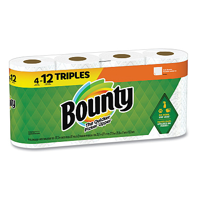 Bounty Kitchen Roll Paper Towels, 2-Ply, White, 10.5 x 11, 87 Sheets/Roll, 4 Triple Rolls/Pack, 6 Packs/Carton (PGC06109)