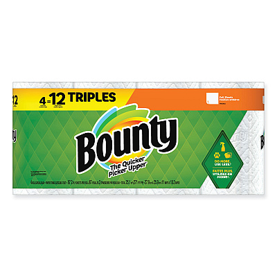 Bounty Kitchen Roll Paper Towels, 2-Ply, White, 10.5 x 11, 87 Sheets/Roll, 4 Triple Rolls/Pack, 6 Packs/Carton (PGC06109)