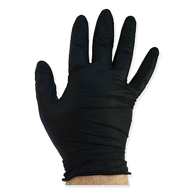 Safety Zone ProGuard Powder Free Nitrile Gloves, Large, Black, 100/Box (SZNGNPRLGBK)