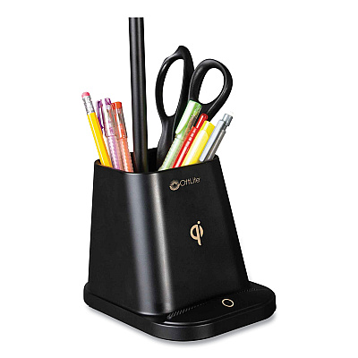 OttLite Wellness Series Merge LED Desk Lamp with Wireless Charging, 18.25" High, Black (OTTCS7QAK1W)