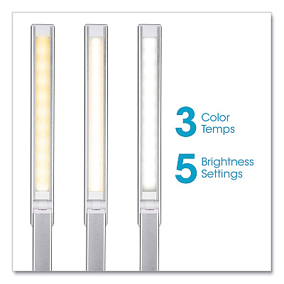 OttLite Wellness Series Entice LED Desk Lamp with Wireless Charging, Silver Arm, 11" to 22" High, White (OTTCSDQA02WSHPR)