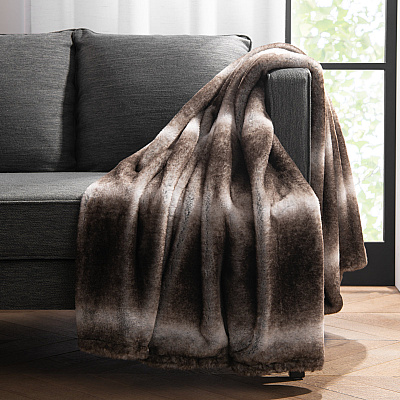 Aston & Arden Bronze Moon Faux Fur Throw 50x70 Brown Ombre, 1 Blanket (P-TH-FF-5070-BR)