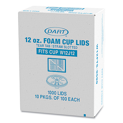 Dart Lids for Foam Cups and Containers, Fits 12 oz Cups, Translucent, 1,000/Carton (DCCW12FTS)