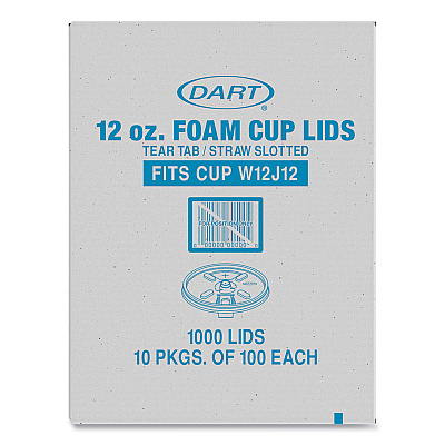Dart Lids for Foam Cups and Containers, Fits 12 oz Cups, Translucent, 1,000/Carton (DCCW12FTS)