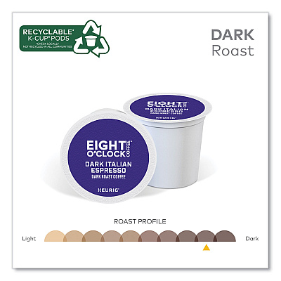 Eight O'Clock Dark Italian Espresso Coffee K-Cups, 24/Box (GMT6408)