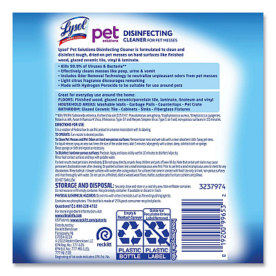 LYSOL Pet Solutions Disinfecting Cleaner, Citrus Blossom, 32 oz Trigger Bottle, 9/Carton (RAC99653CT)